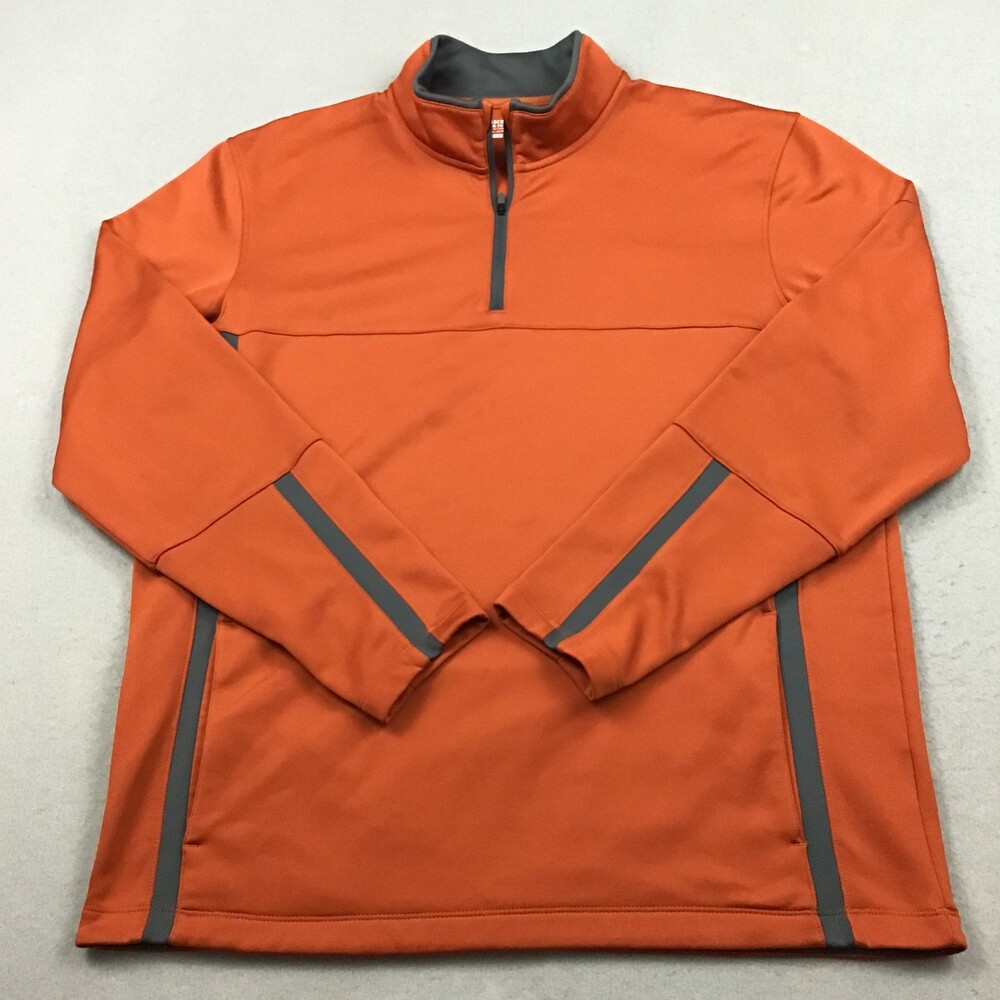 Nike Golf Sweater Men Large Orange Solid 1/4 Zip Therma Fit Tour Performance L
